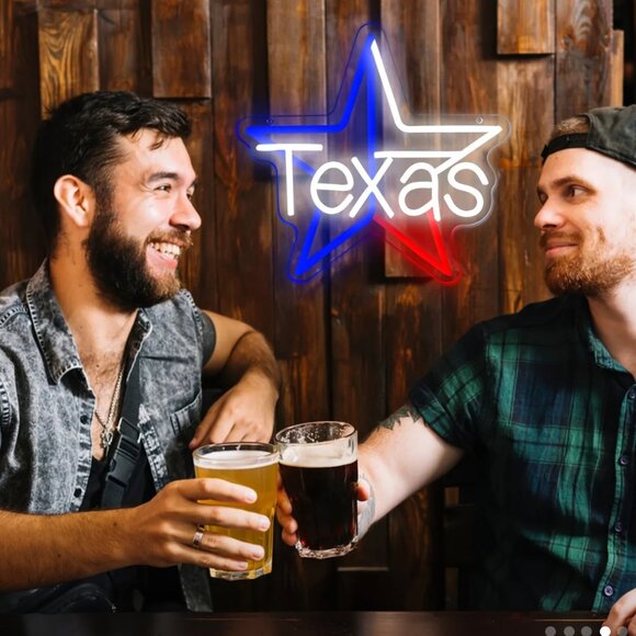 RED WHITE & BLUE TEXAS STAR NEON LED SIGN - Picture 3 of 4